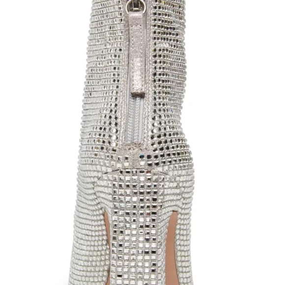 Steve Madden Sasa Rhinestone Silver Crystal Sparkly Heel Ankle Booties Boots 7 - Picture 6 of 9